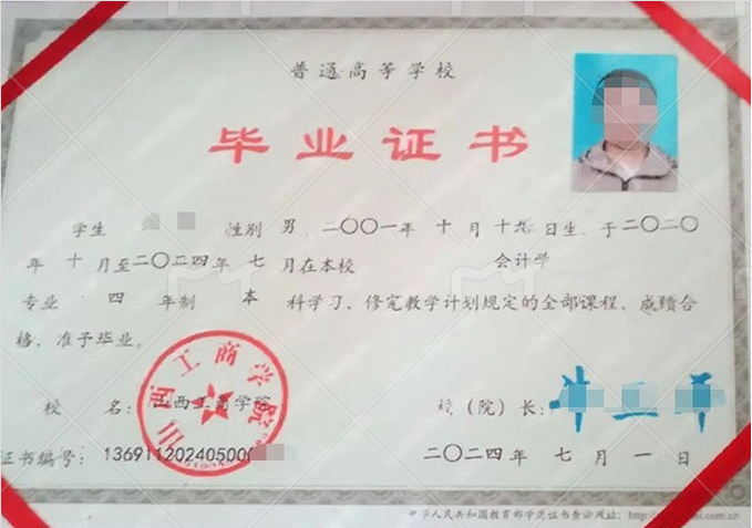 小店区(人口含高新经济区)山西工商学院毕业证样本图片